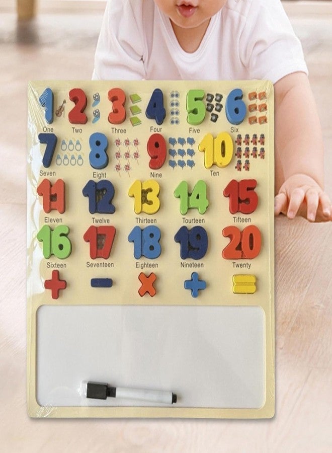 PIXELERA 1 to 20 Numeric and Maths Equations Addition, Subtract, Multiplier and Divide Shapes Puzzle for Kids & Toddlers Educational Tool Wooden with White Drawing Board - Image 5